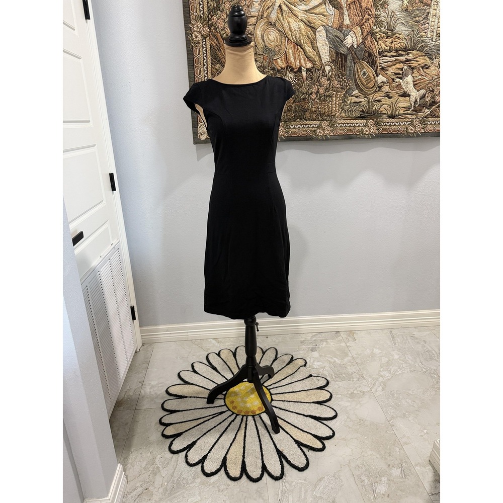 Theory Dress Womens‎ 2 Black Cap Sleeve Sheath Stretch Little Black Cocktail